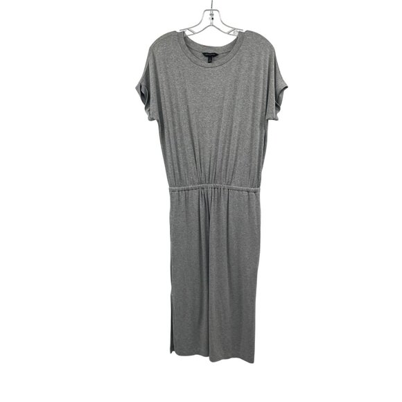 Banana Republic Gray Elastic Waist Midi Shift Dress Short Sleeve Size Medium - Picture 1 of 9